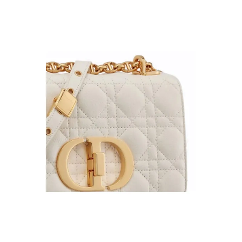 DIOR Caro Soft Calfskin Crossbody Bag, Shoulder Bag Women's White-4