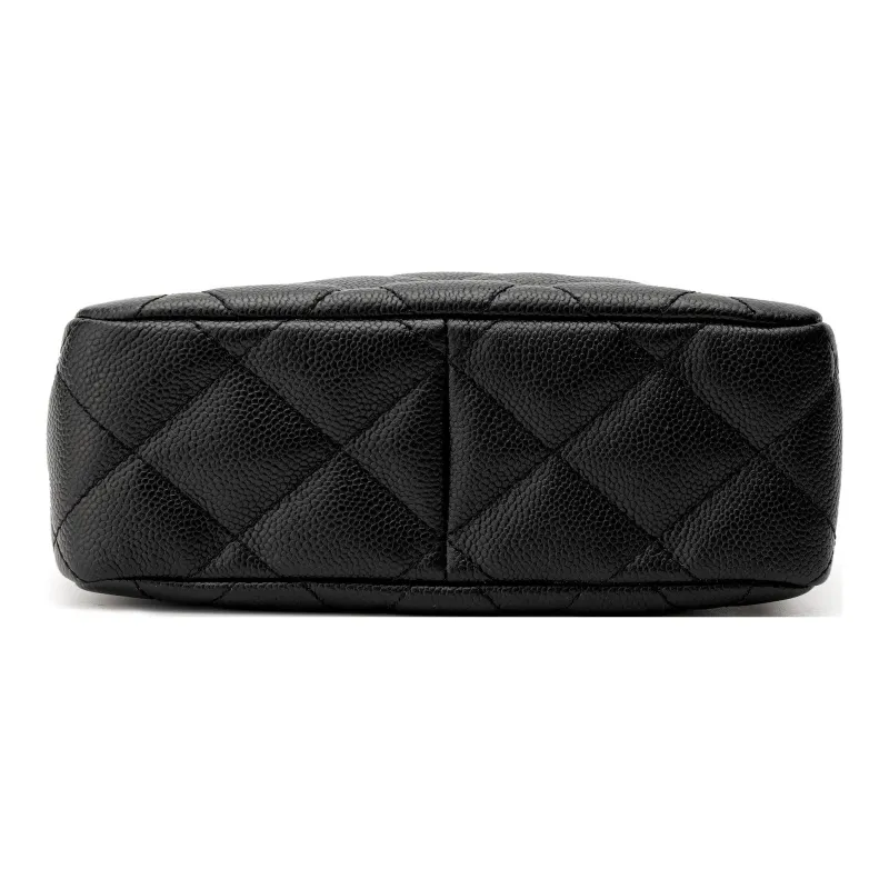 CHANEL Litchi Grain Embossed Cow Leather Shoulder Bag, Crossbody Bag Trumpets Unisex Black-2