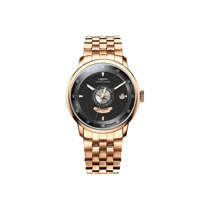 LOBINNI L Automatic Mechanical Movement Genuine Leather Strap Watch Men's Watches Black Dial-12