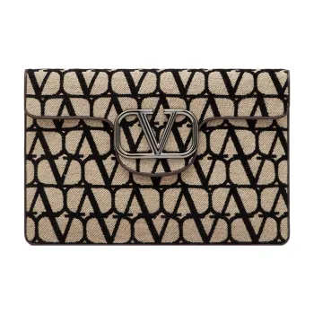 Valentino Canvas Bag Clutch Regular Men's Beige/Black