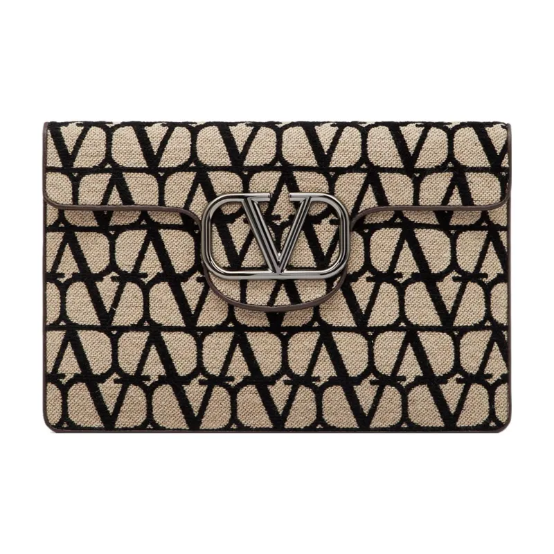 Valentino Canvas Bag Clutch Regular Men's Beige/Black-0