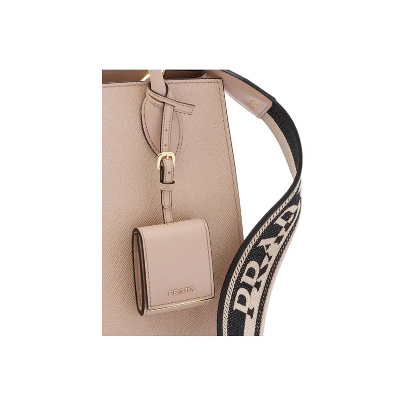 PRADA Monochrome Leather Tote Bag Shopping Bag Shoulder Bag Crossbody Bag Handbag Medium Size Women's Soft Pink-3