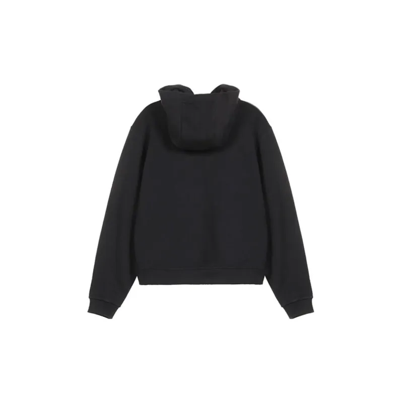 Burberry Monogram Motif Cotton Drawstring Hoodie Black-1