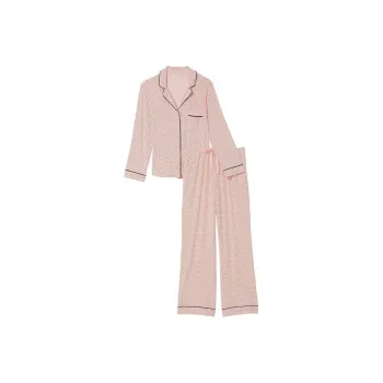 Victoria's Secret Modal Long Pajama Set Pajama Set Women's Pink Orange Polka Dots