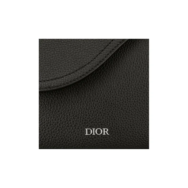DIOR Cow Leather Saddle Bag Messenger Bag Crossbody Bag Shoulder Bag Men's Black-5