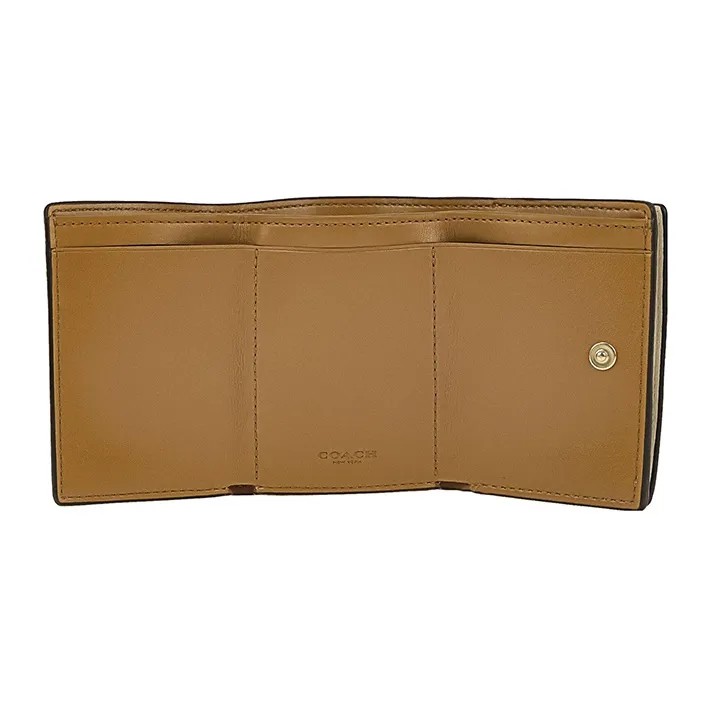 COACH PVC Coated Canvas With Leather Wallet Women's Ecru/Light Brown-2