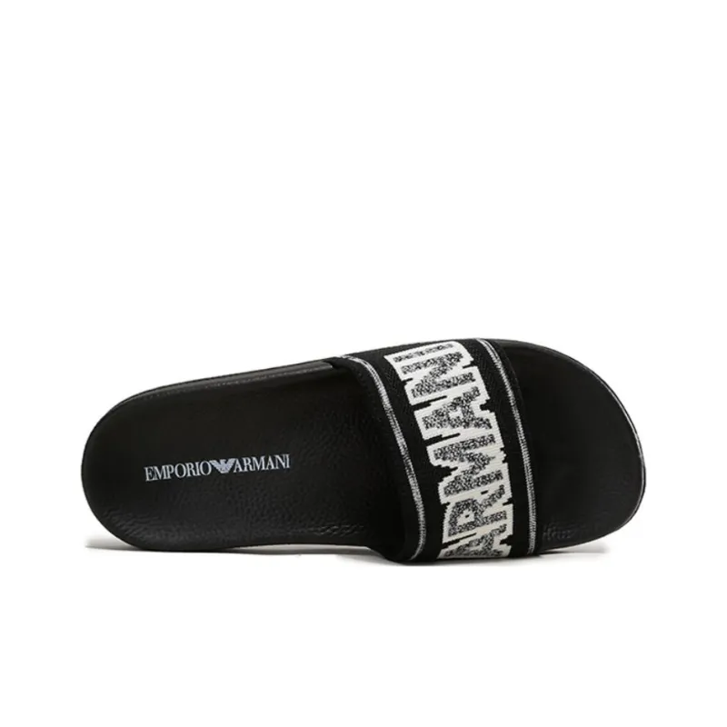 EMPORIO ARMANI Odor Resistant Slide Slippers Men's Black White-4