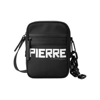 PIERRE CARDIN Fabric Small Square Bag Shoulder Bag, Crossbody Bag Small Size Men's Black