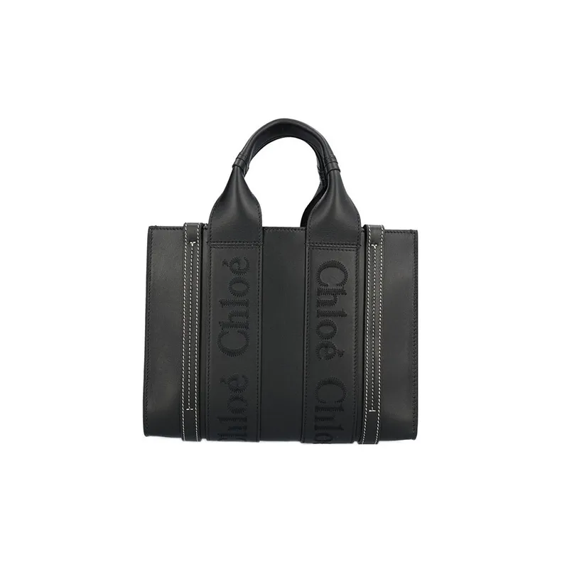Chloe Woody Calfskin Shoulder Bag, Crossbody Bag, Handbag Trumpets Women's Black-2