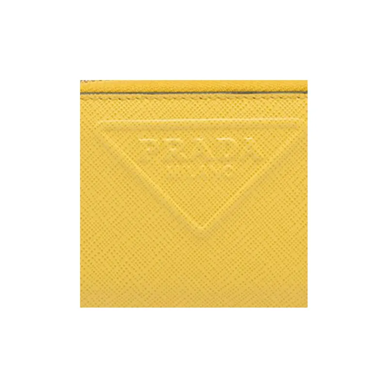 PRADA Saffiano Leather Coin Purse Men's Yellow-4