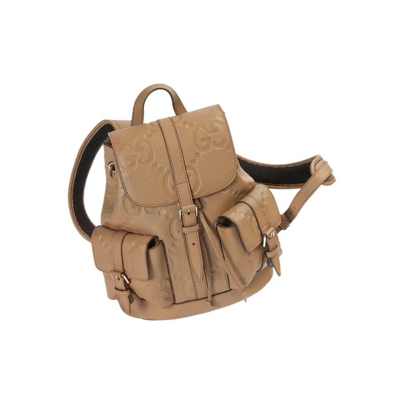 GUCCI Leather Backpack Small Size Men's Taupe-3