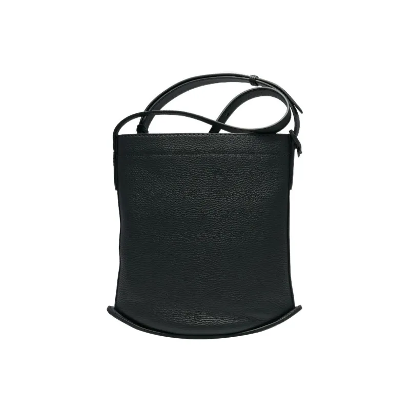 Delvau Pin Daily Grain Soft Cow Leather Bucket Bag, Shoulder Bag, Crossbody Bag Regular Women's Black-2