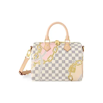 LOUIS VUITTON Speedy Coated Canvas With Leather Pillow Bag Crossbody Handbag 25 Women's White