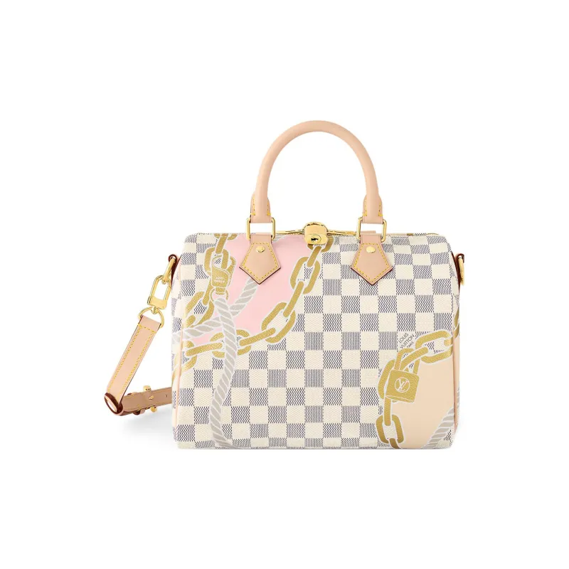 LOUIS VUITTON Speedy Coated Canvas With Leather Pillow Bag Crossbody Handbag 25 Women's White-0