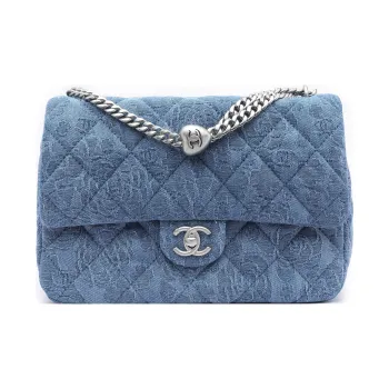 CHANEL Denim Flap Bag, Shoulder Bag, Crossbody Bag Large Size Women's Blue