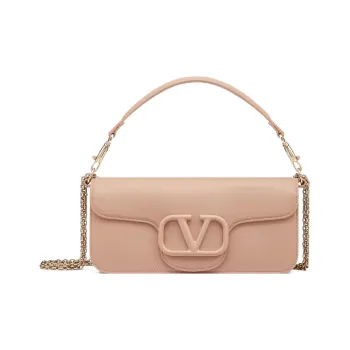Valentino Locò Calfskin Baguette Bag Handbag, Crossbody Bag, Shoulder Bag Women's Rose Pink
