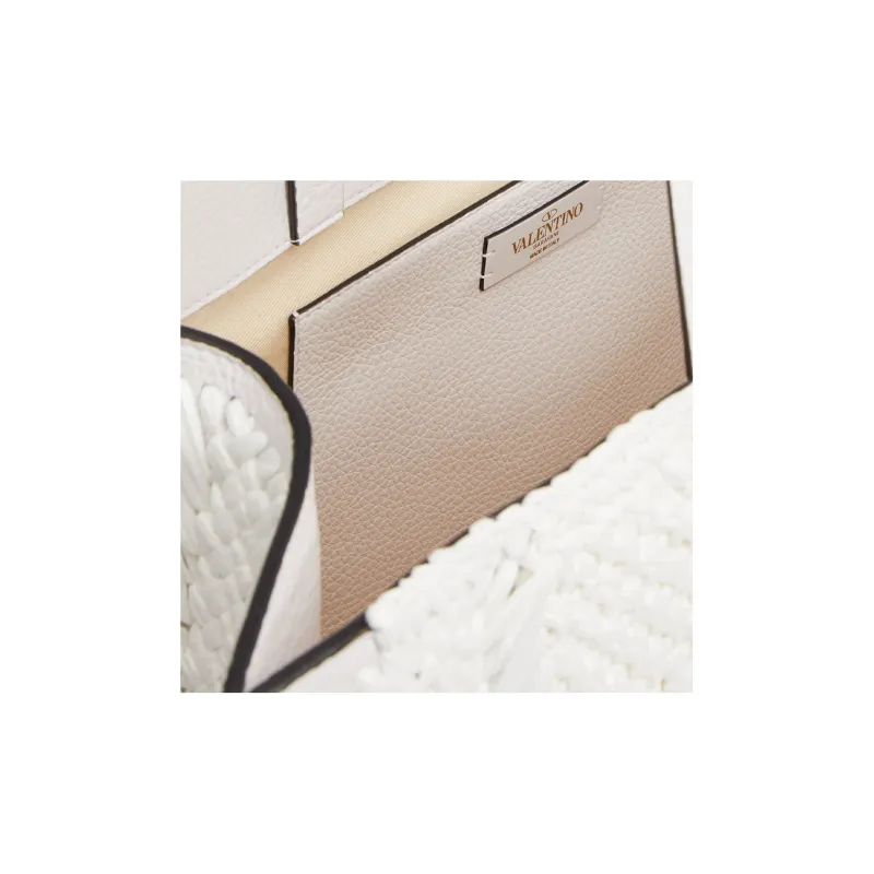 Valentino GARAVANIVlogo Raffia With Leather Handbag Women's White-5