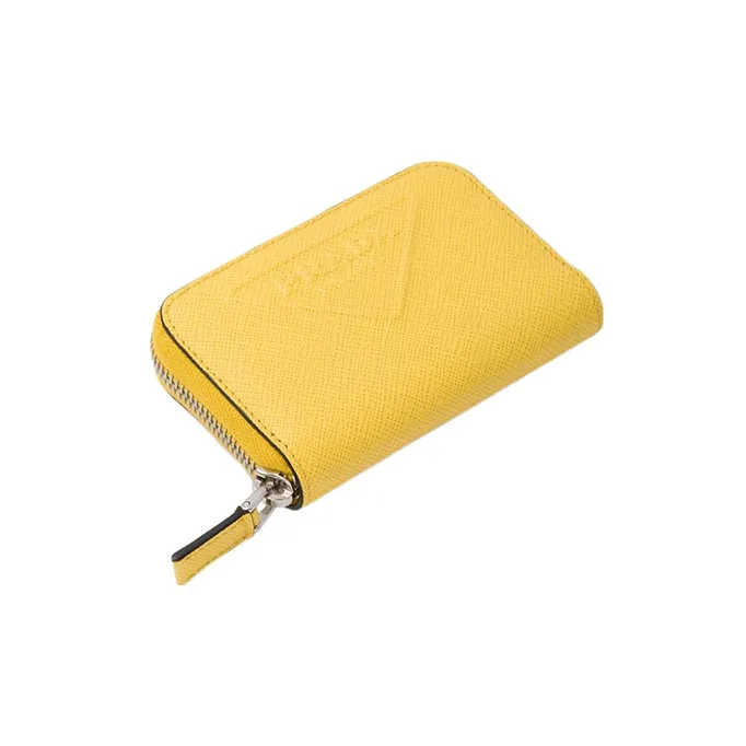 PRADA Saffiano Leather Coin Purse Men's Yellow-2