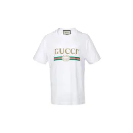 Gucci Logo Washed Print T-shirt White - POIZON