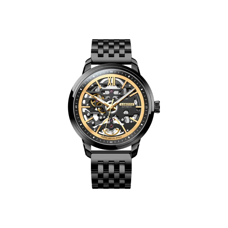 LOBINNI L Automatic Mechanical Movement Genuine Leather Strap Watch Men's Watches Cut-Out Dial-29