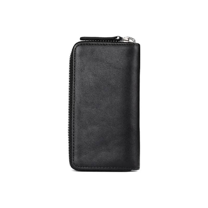 Hush Puppies Cow Leather Vegetable Tanned Card Holder Key Pouch Regular Men's Black-6