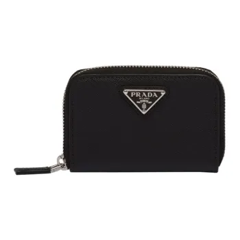 PRADA Saffiano Leather Coin Purses Wallets Men's Black