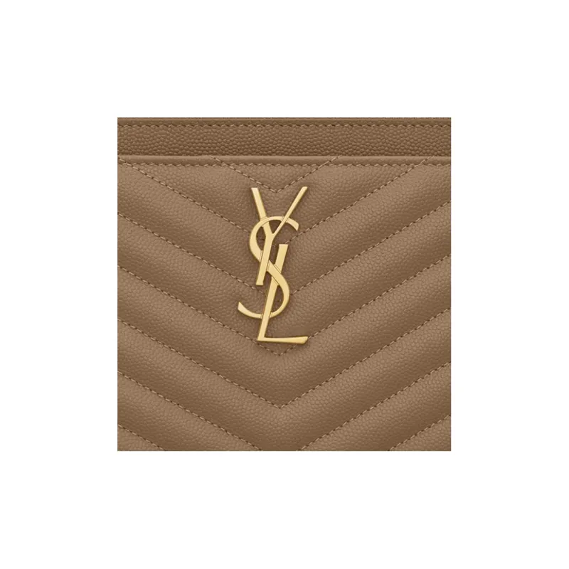 SAINT LAURENT CASSANDRE Calfskin Wrist Bags Clutches Large Size Women's Taupe-3