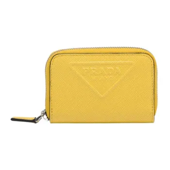 PRADA Saffiano Leather Coin Purse Men's Yellow