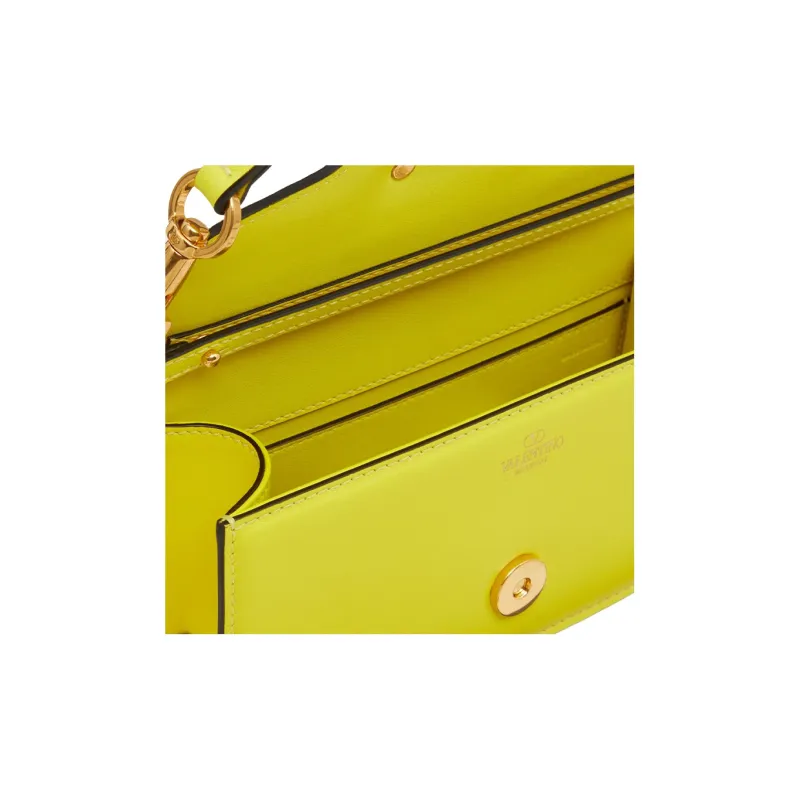 Valentino Locò Calfskin Shoulder Bag Crossbody Bag Handbag Mini Women's Yellow-9