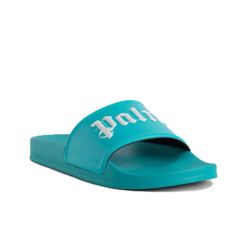 PALM ANGELS Logo Pool Slides Light Blue-2
