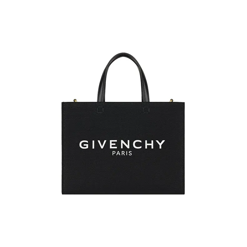 GIVENCHY Washed Cotton Canvas Tote Bag, Shopping Bag, Canvas Bag, Handbag Small Size Women's Black-0