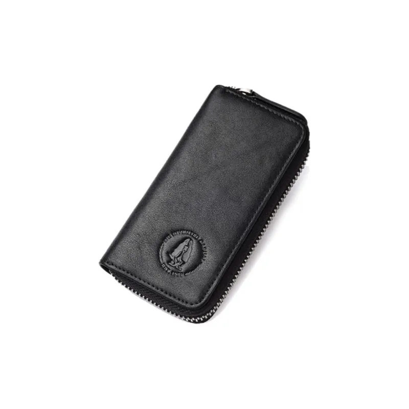Hush Puppies Cow Leather Vegetable Tanned Card Holder Key Pouch Regular Men's Black-5