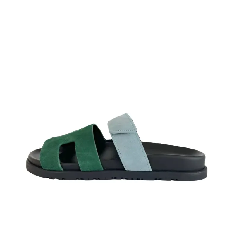 HERMES Chypre Slide Slippers Women's Green-0