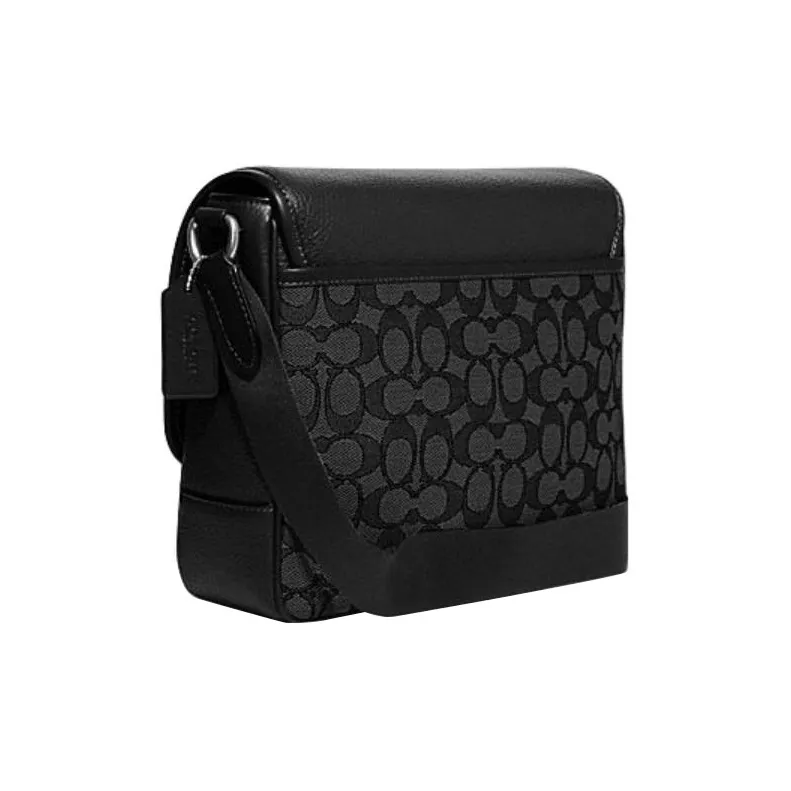 COACH Cow Leather With Textile Shoulder Bag Crossbody Bag Medium Size Men's Black-1