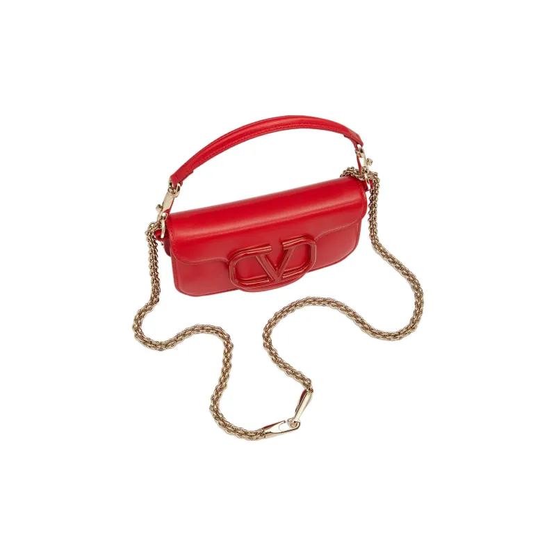 Valentino Locò Calfskin Baguette Bag Shoulder Bag Crossbody Bag Handbags Mini Women's Rogue Red-4
