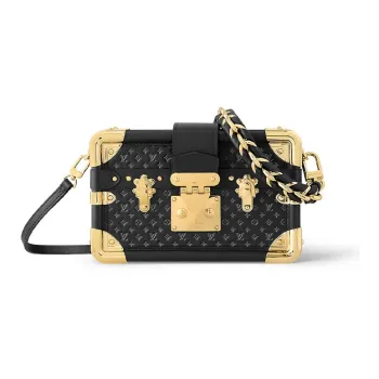 LOUIS VUITTON PETITE MALLE Cow Leather Hard Box Shoulder Bag Crossbody Bag Women's Black