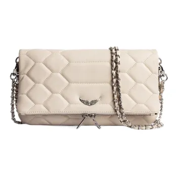 Zadig & Voltaire Lambskin One Shoulder Crossbody Clutches Extra Large Women's White
