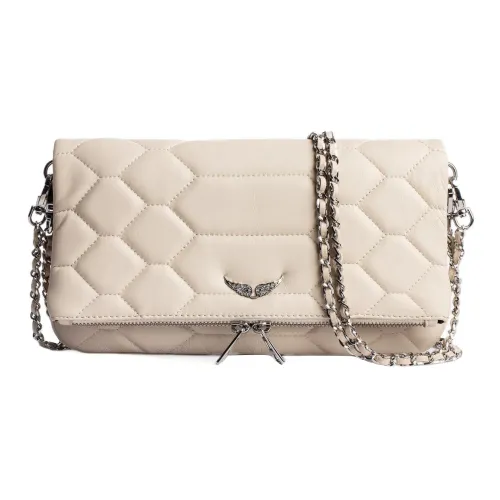 Zadig & Voltaire Lambskin One Shoulder Crossbody Clutches Extra Large Women's White