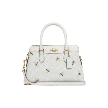 COACH Darcie Coated Canvas With Smooth Leather Shoulder Bag, Crossbody Bag, Handbag Medium Size Women's White