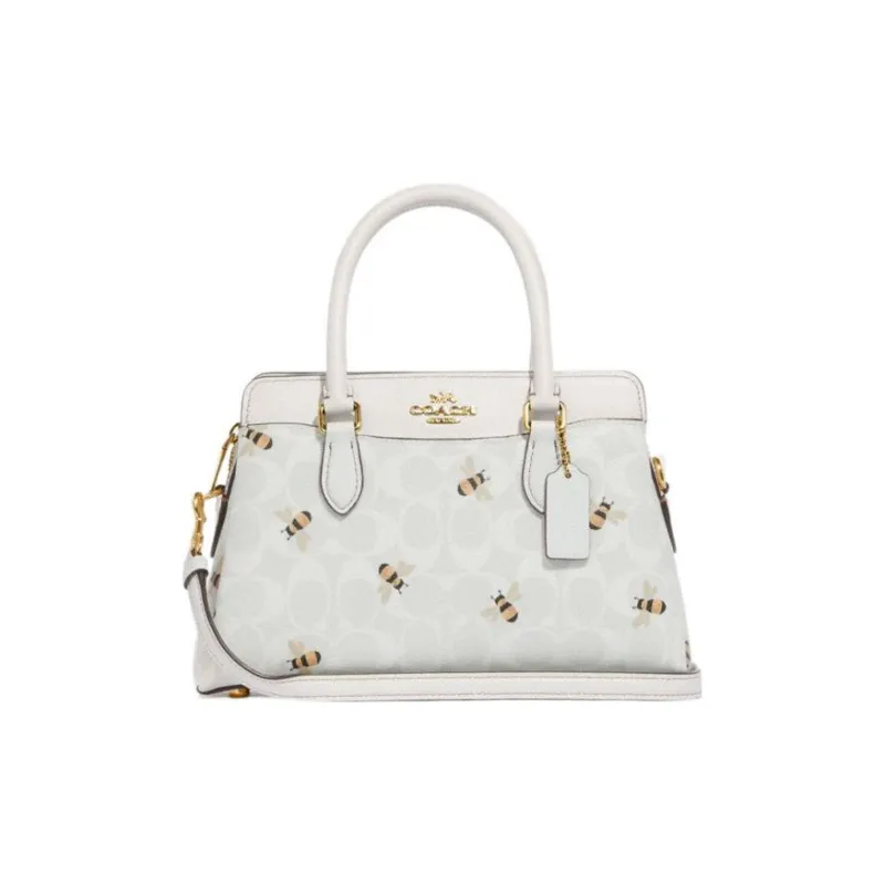 COACH Darcie Coated Canvas With Smooth Leather Shoulder Bag, Crossbody Bag, Handbag Medium Size Women's White-0