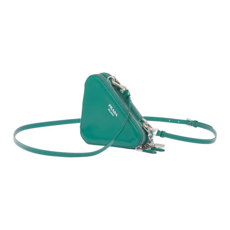 PRADA Embellished Satin And Leather Mini Pouch Mango-2