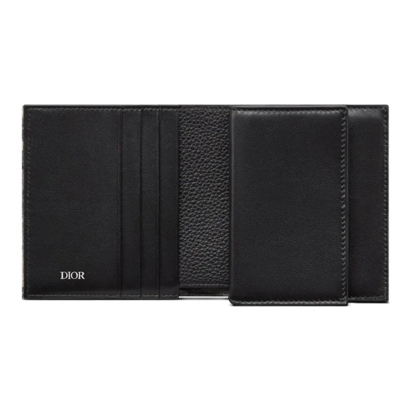 DIOR Jacquard Fabric Wallet Men's Beige/Black-3