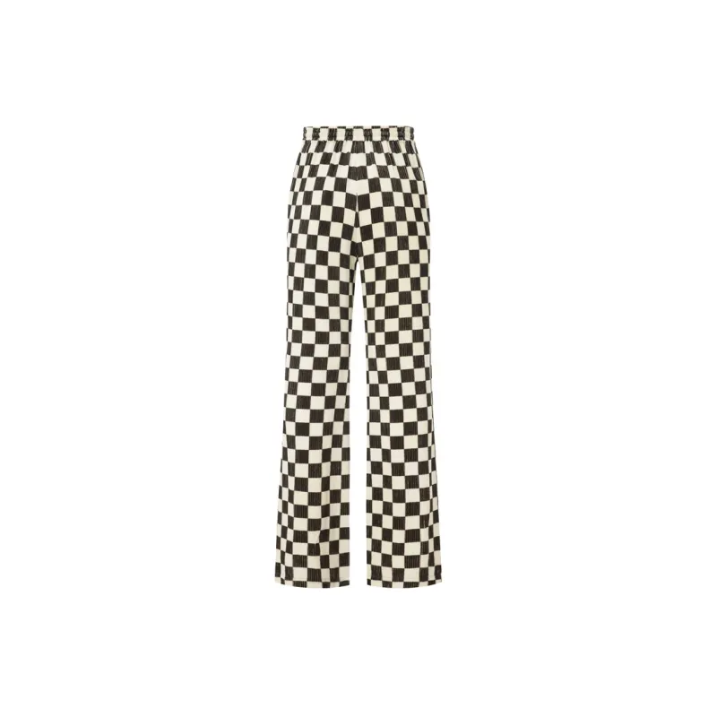 MO&CO Casual Pants Women's Mocha Checkerboard-1