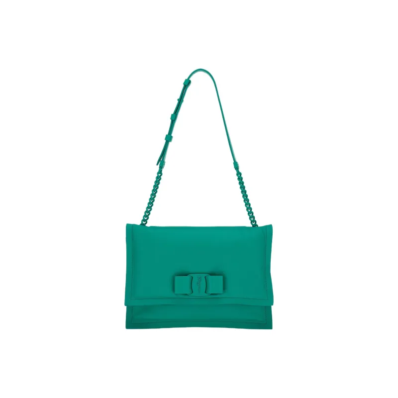 FERRAGAMO Viva Calfskin Crossbody Bag Shoulder Bag Women's Green-3