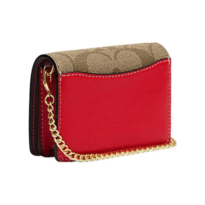 COACH Cow Leather Shoulder Bag, Crossbody Bag, Wallet Mini Women's Brown & Red-1