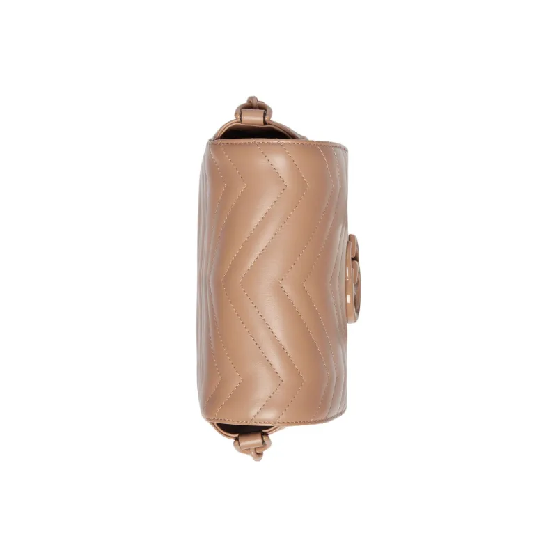 GUCCI Marmont Leather Tofu Bag Messenger Bag Portable Crossbody Bag Shoulder Bag Women's Light Milk Tea-5