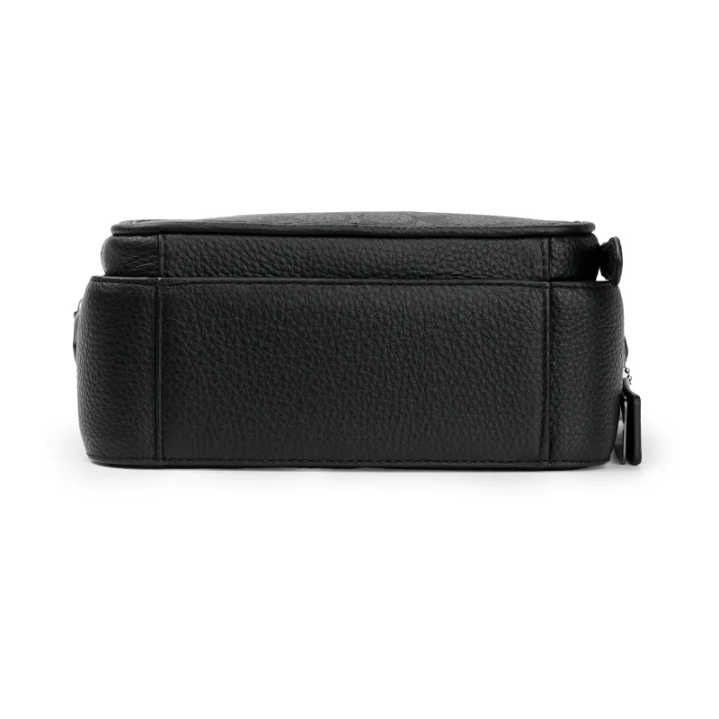 COACH Sullivan Cow Leather Patchwork Messenger Bag Crossbody Bag Shoulder Bag Medium Size Men's Black-3