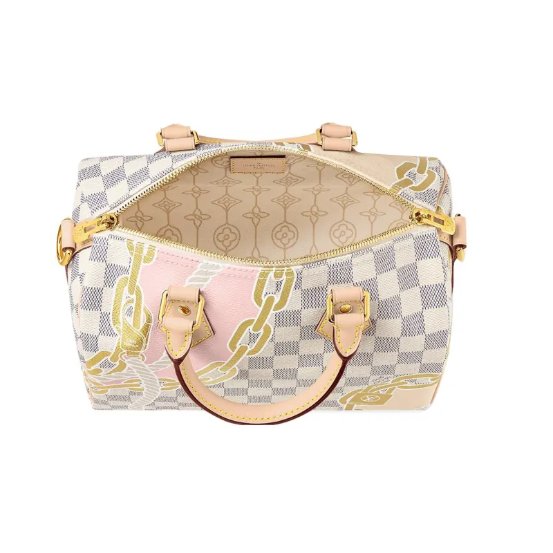 LOUIS VUITTON Speedy Coated Canvas With Leather Pillow Bag Crossbody Handbag 25 Women's White-3