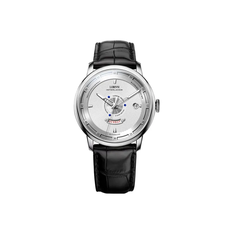 LOBINNI L Automatic Mechanical Movement Genuine Leather Strap Watch Men's Watches Black Dial-15