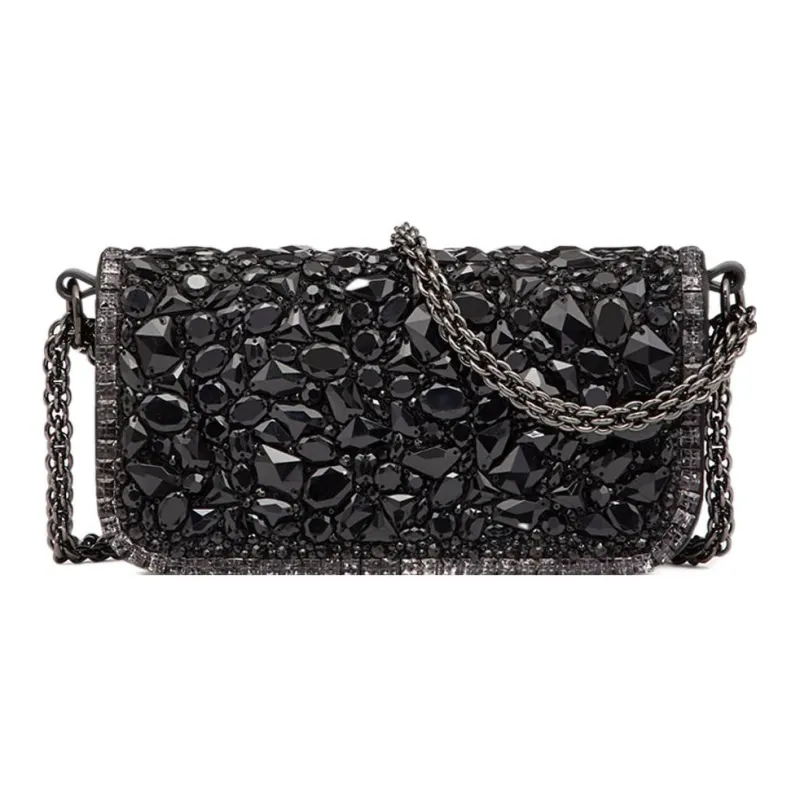 Valentino Locò Crystal Portable Crossbody Bag, Shoulder Bag Women's Black-2